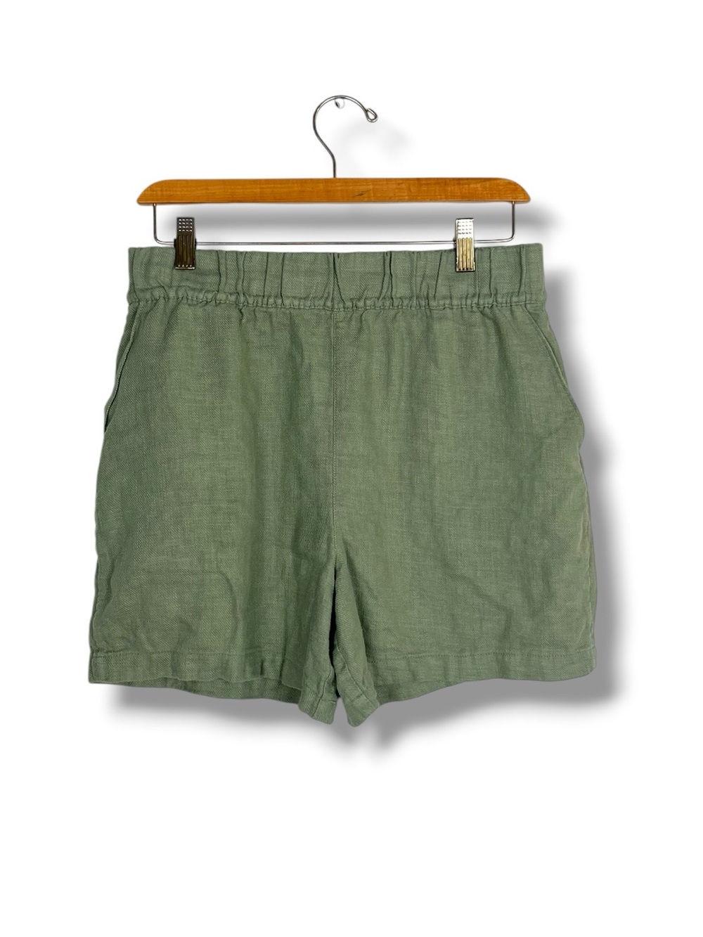 BLANKNYC Linen Blend Shorts Pockets Pull On Small Green Khaki Travel Lightweight